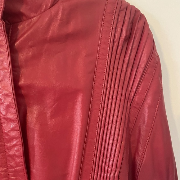 Vintage Red Marco Morani Leather Moto Jacket - Picture 2 of 8